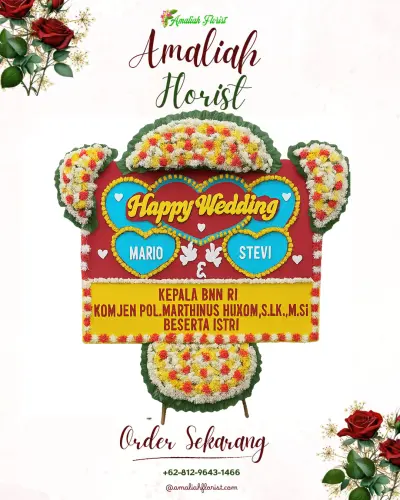 Karangan Papan Bunga Pernikahan di Cinta Damai